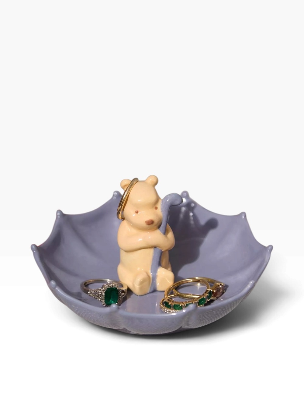 Disney Winnie the Pooh Umbrella Figural Trinket Dish Hand painted Ceramic